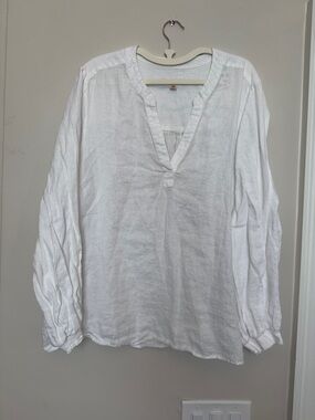 Boden White V-Neck Linen Tunic